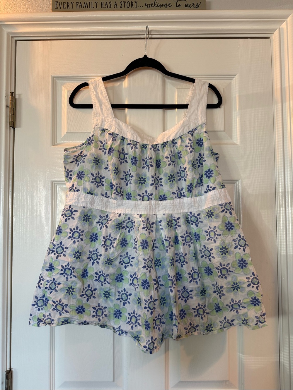 Girls White Floral Print Tank Top